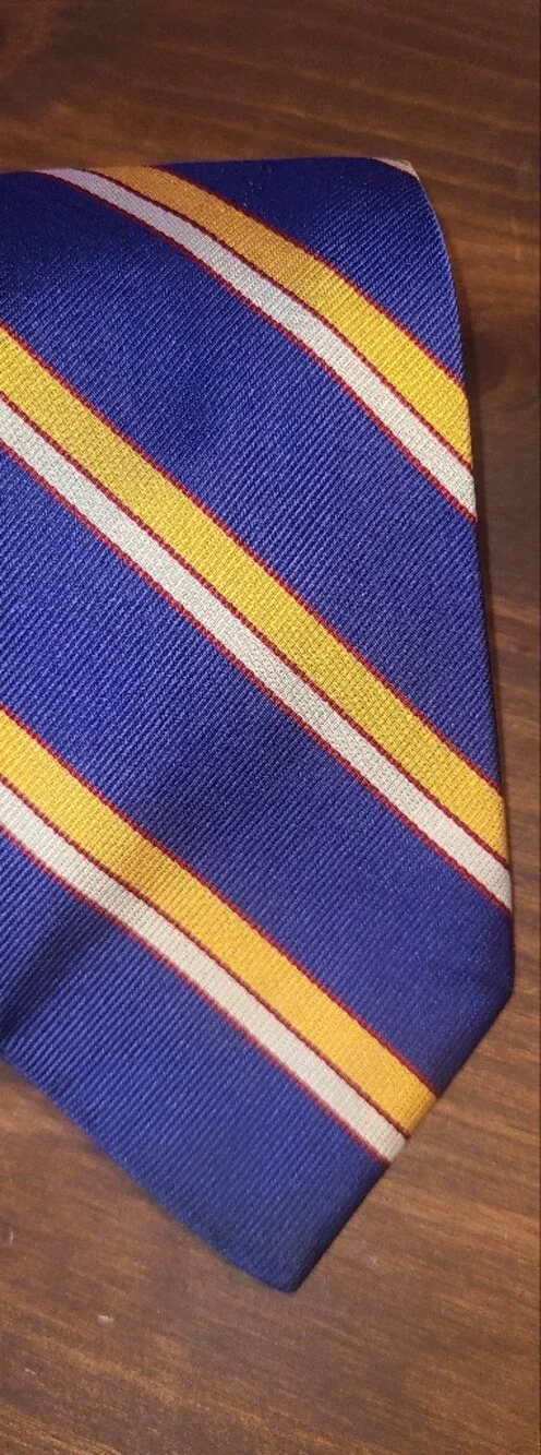 Ben Silver Silk Classic Blue and Yellow Striped Men's Tie